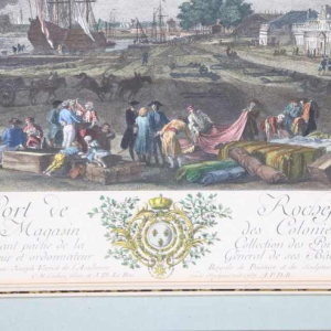 Eau-Forte aquarellée "Le Port de Rochefort" Le Bas - Cochin fils - Vernet 1767