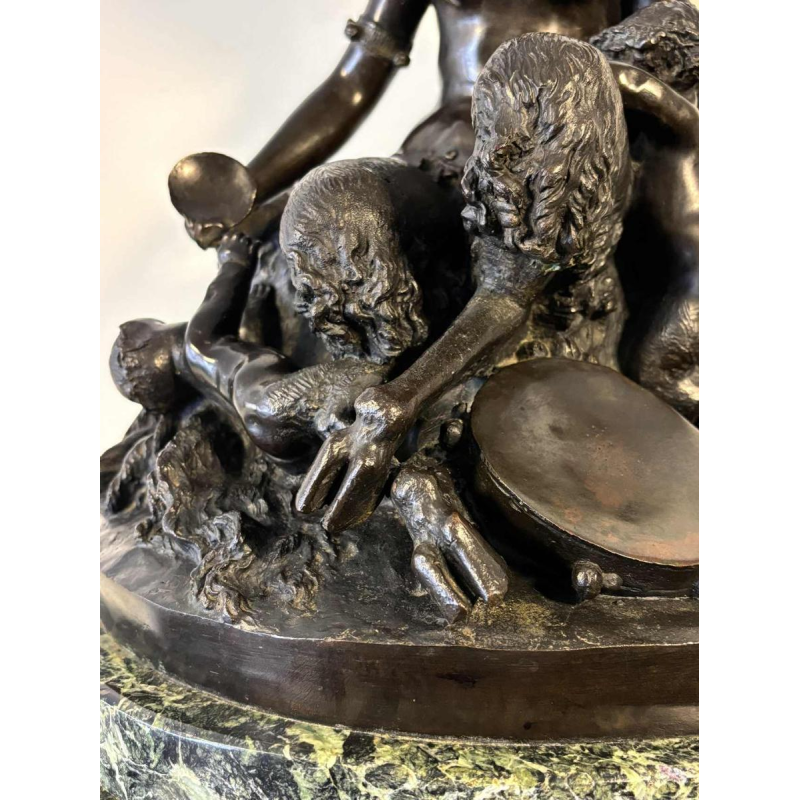 Groupe en bronze représentant une faunesse et ses deux enfants, d'après Clodion, 19e siècle