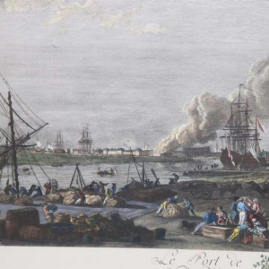 Eau-Forte aquarellée "Le Port de Rochefort" Le Bas - Cochin fils - Vernet 1767