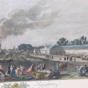 Eau-Forte aquarellée "Le Port de Rochefort" Le Bas - Cochin fils - Vernet 1767