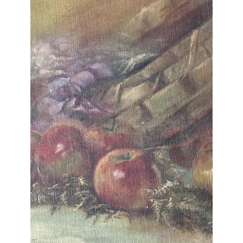 Piero Galanti 'Nature morte - fruits et fleurs' paire d'huiles sur toile ovales, 20ème siècle