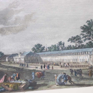 Watercolor etching "Le Port de Rochefort" Le Bas - Cochin fils - Vernet 1767