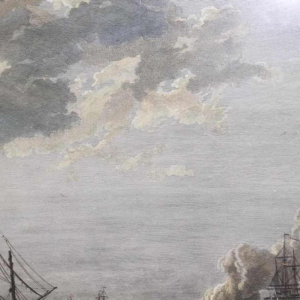 Eau-Forte aquarellée "Le Port de Rochefort" Le Bas - Cochin fils - Vernet 1767