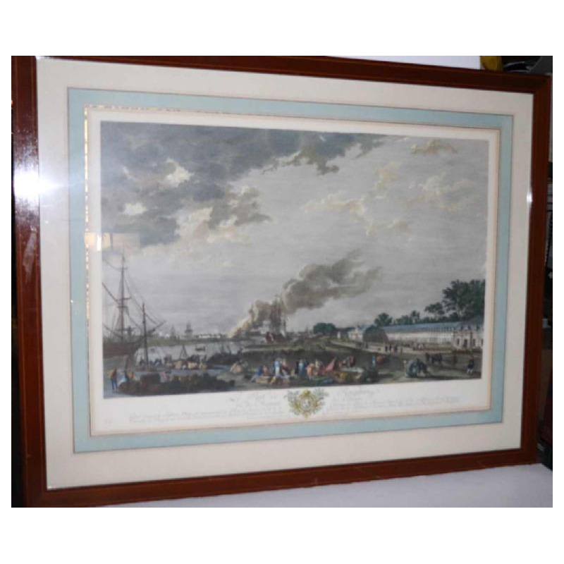 Aquarel ets "Le Port de Rochefort" Le Bas - Cochin fils - Vernet 1767