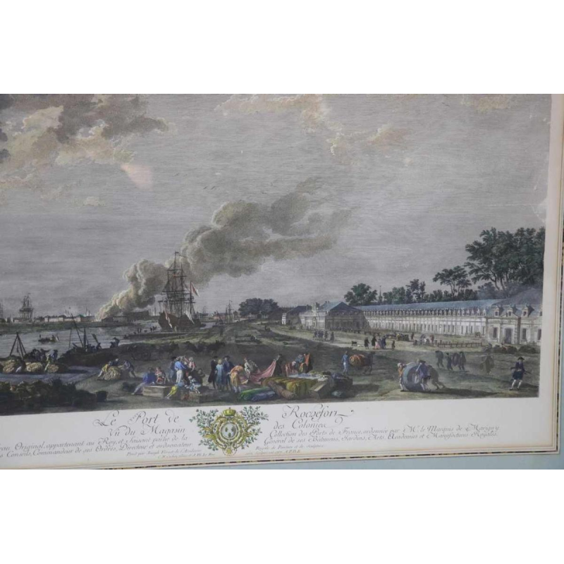 Aquarel ets "Le Port de Rochefort" Le Bas - Cochin fils - Vernet 1767
