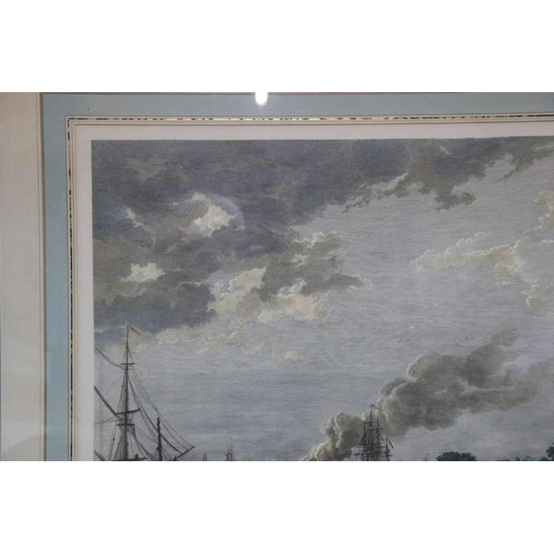 Eau-Forte aquarellée "Le Port de Rochefort" Le Bas - Cochin fils - Vernet 1767