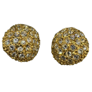 Yves Saint Laurent Rive Gauche. Verguld metaal en strass-oorclips