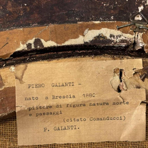 Piero Galanti 'Still life - fruit and flowers' pair of oval oils on canvas, 20th century