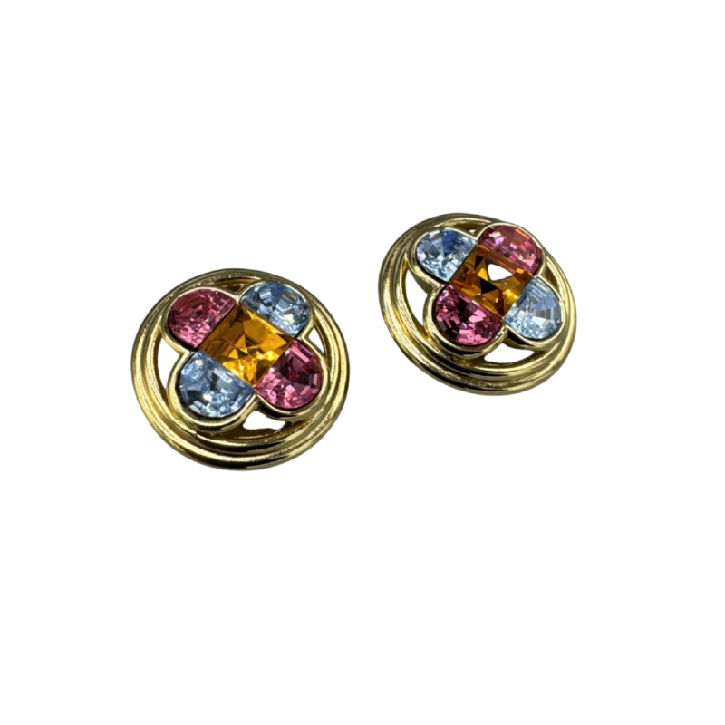 Christian Dior, boucles / clips d'oreilles, métal doré et cristaux Swarovski, fin XXe s