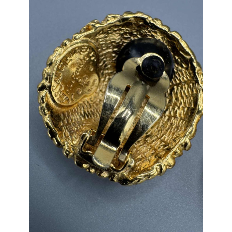 Yves Saint Laurent Rive Gauche. Verguld metaal en strass-oorclips