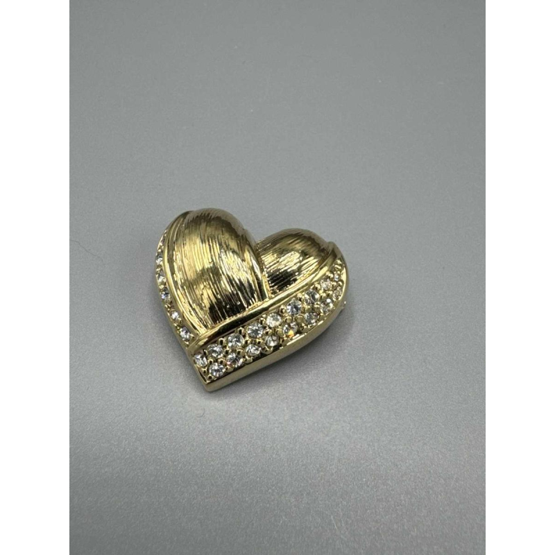 Christian Dior, broche 'coeur' métal doré et cristaux Swarovski, fin XXe s