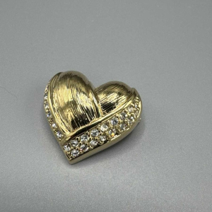 Christian Dior, gilt metal heart brooch with Swarovski crystals, late 20th c