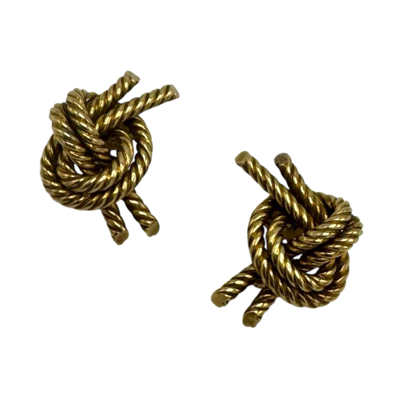 Hermès par Georges Lenfant, modèle 'Noeud marin' boucles d'oreilles clips en or jaune 18 K