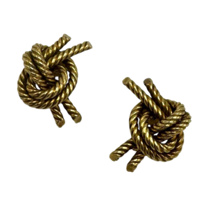 Hermès voor Georges Lenfant 'Noeud marin' 18 K geel goud oorbellen ooreclips