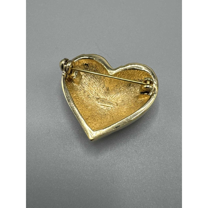 Christian Dior, gilt metal heart brooch with Swarovski crystals, late 20th c