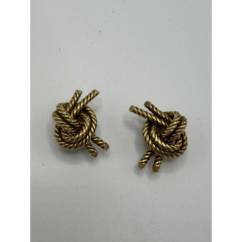 Hermès by Georges Lenfant 'Noeud marin' model, 18 K yellow gold clip earrings