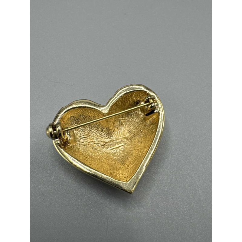 Christian Dior, verguld metalen 'hart' broche met Swarovski kristallen, eind 20ste eeuw