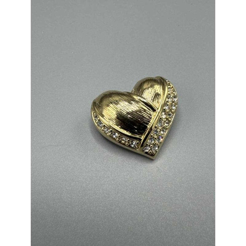 Christian Dior, broche 'coeur' métal doré et cristaux Swarovski, fin XXe s
