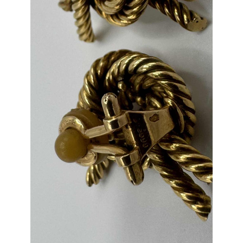 Hermès voor Georges Lenfant 'Noeud marin' 18 K geel goud oorbellen ooreclips