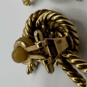 Hermès by Georges Lenfant 'Noeud marin' model, 18 K yellow gold clip earrings