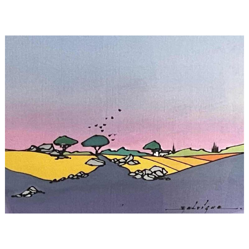 Bruno DELVIGNE aquarelle sur soie