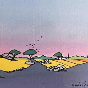 Bruno DELVIGNE aquarelle sur soie