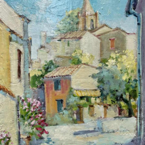 René DERHET (1941-2017): BONNIEUX-VAUCLUSE hst 50x40 cm