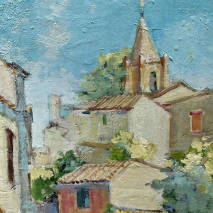René DERHET (1941-2017): BONNIEUX-VAUCLUSE hst 50x40 cm