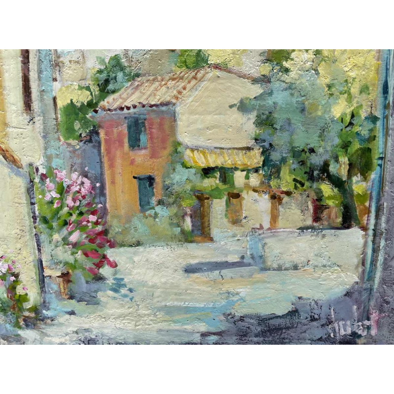 René DERHET (1941-2017): BONNIEUX-VAUCLUSE hst 50x40 cm