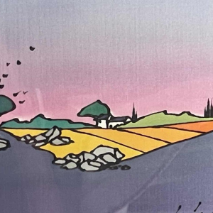 Bruno DELVIGNE aquarelle sur soie