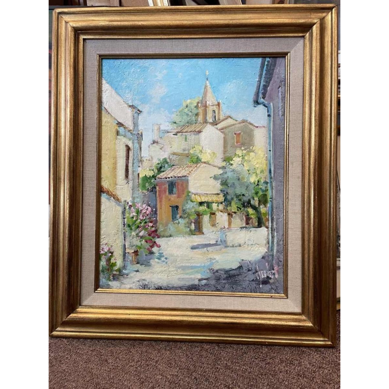 René DERHET (1941-2017): BONNIEUX-VAUCLUSE hst 50x40 cm