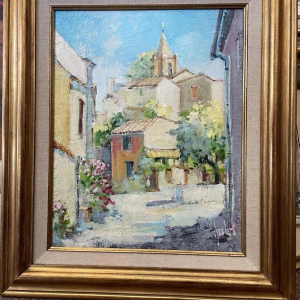 René DERHET (1941-2017): BONNIEUX-VAUCLUSE hst 50x40 cm