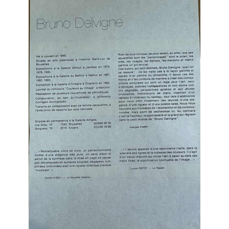 Bruno DELVIGNE aquarelle sur soie
