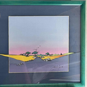 Bruno DELVIGNE aquarelle sur soie