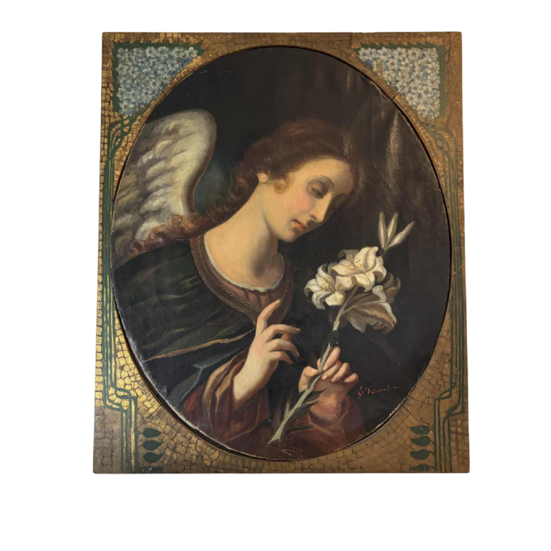 D'après Carlo Dolci 'L'Annonciation' tableau huile sur toile, école italienne, Toscane 19ème siècle
