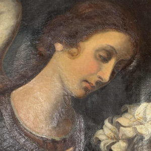 D'après Carlo Dolci 'L'Annonciation' tableau huile sur toile, école italienne, Toscane 19ème siècle