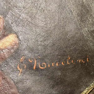 Naar Carlo Dolci 'De Aankondiging' schilderij olieverf op doek, italiaanse school, Toscane 19e eeuw