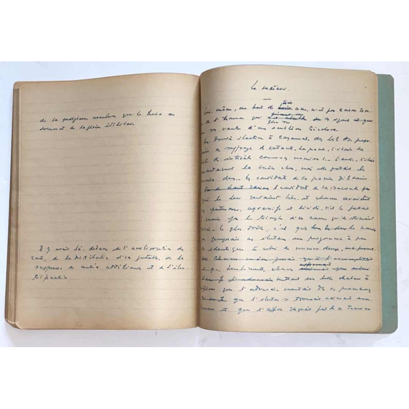Arthur Masson - cahier de brouillon manuscrit autographe - ca 1948
