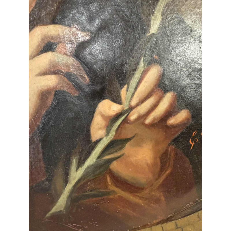 Naar Carlo Dolci 'De Aankondiging' schilderij olieverf op doek, italiaanse school, Toscane 19e eeuw