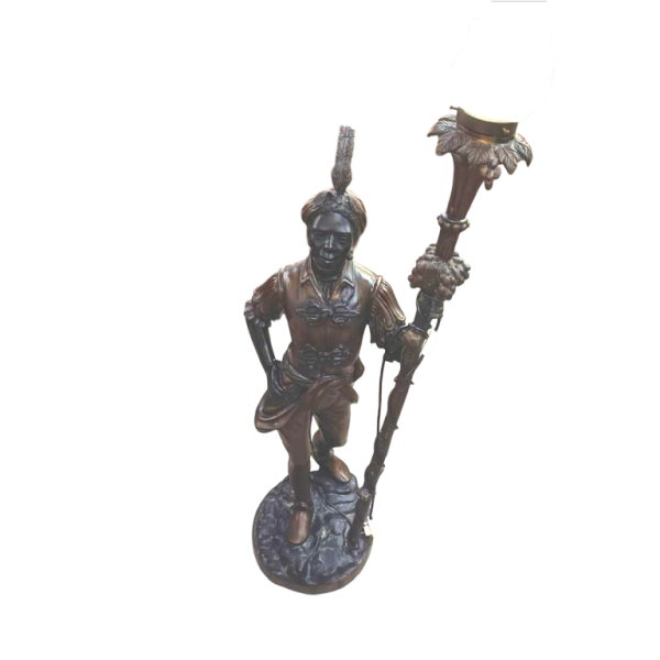 Nubische toorts vloerlamp, bronzen sculptuur, ca 1970