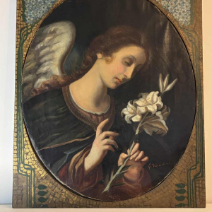 Naar Carlo Dolci 'De Aankondiging' schilderij olieverf op doek, italiaanse school, Toscane 19e eeuw