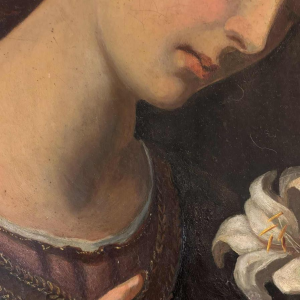 Naar Carlo Dolci 'De Aankondiging' schilderij olieverf op doek, italiaanse school, Toscane 19e eeuw