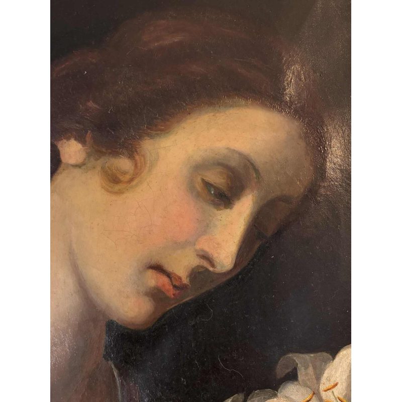 D'après Carlo Dolci 'L'Annonciation' tableau huile sur toile, école italienne, Toscane 19ème siècle