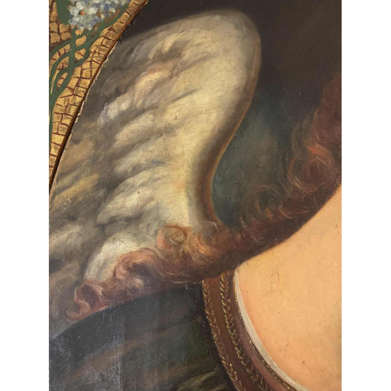 Naar Carlo Dolci 'De Aankondiging' schilderij olieverf op doek, italiaanse school, Toscane 19e eeuw