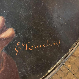 D'après Carlo Dolci 'L'Annonciation' tableau huile sur toile, école italienne, Toscane 19ème siècle