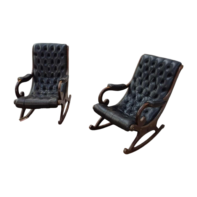 Chesterfield 2-seater sofa and 2 Rocking Chairs, ca 1960