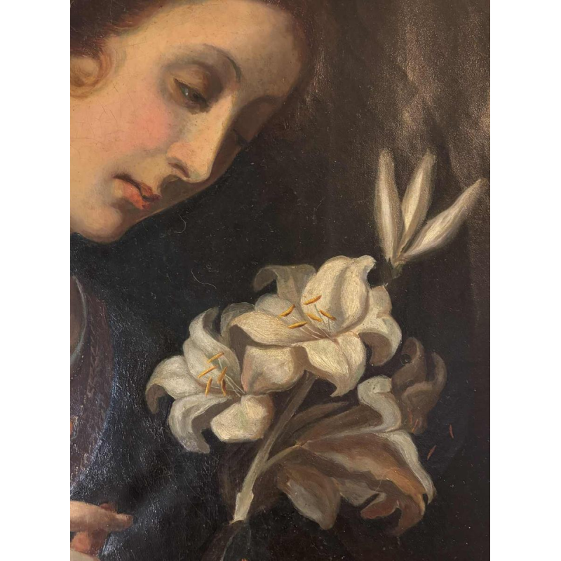 D'après Carlo Dolci 'L'Annonciation' tableau huile sur toile, école italienne, Toscane 19ème siècle