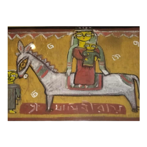 JAMINI ROY 'Flight to Egypt' Peinture Tempera originale