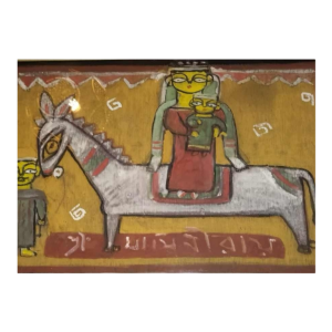 JAMINI ROY 'Flight to Egypt' Painting original Tempera