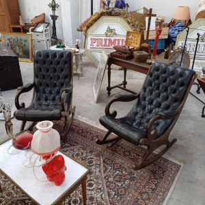 Chesterfield 2-seater sofa and 2 Rocking Chairs, ca 1960